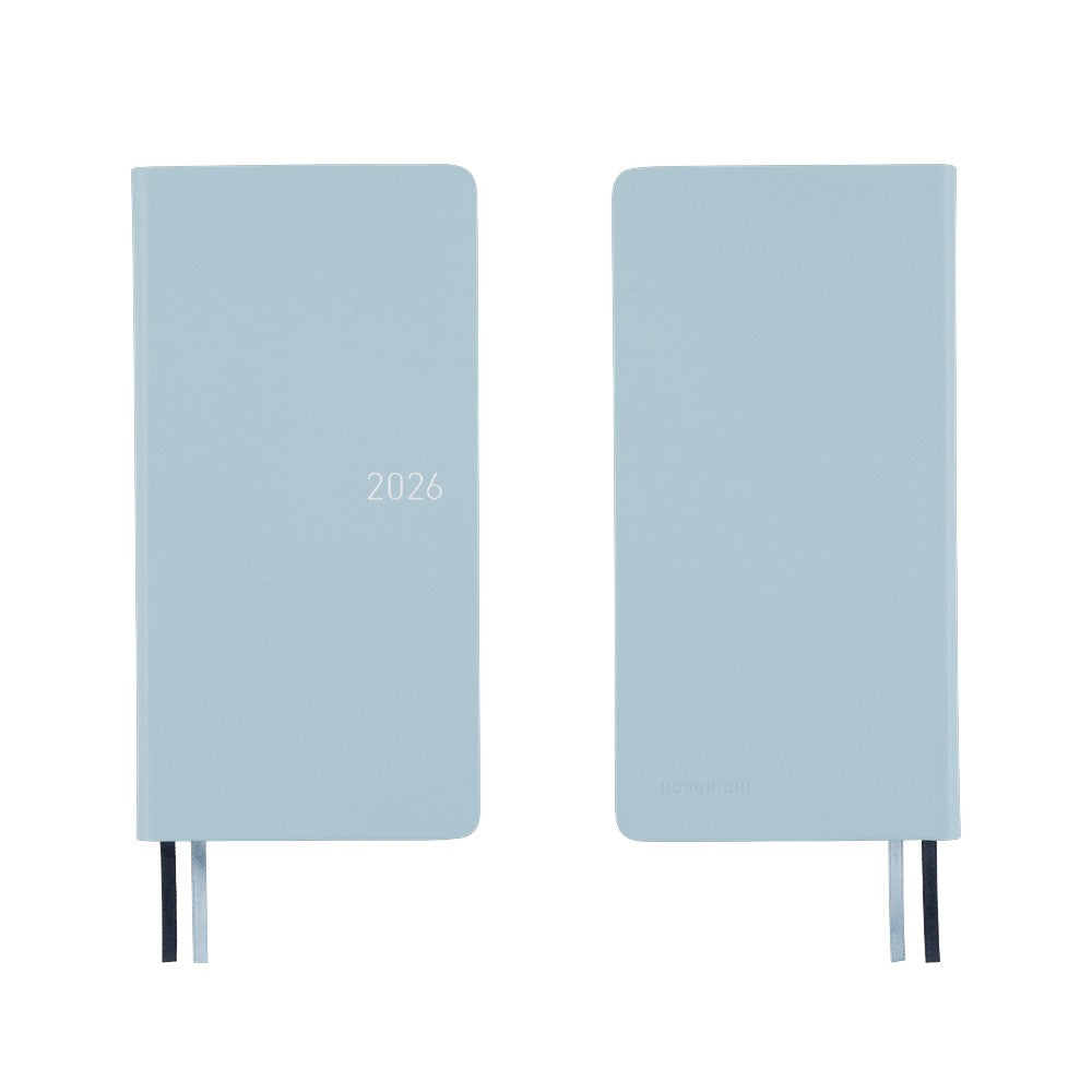 Hobonichi Techo 2026 - Weeks/Wallet Planner Book - Leather: Leather: Snow Blue [English/Tall & Slim/Jan Start] (Copy)