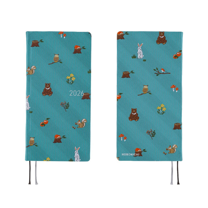 Hobonichi Techo 2026 - Weeks/Wallet Planner Book - Bow & Tie: In the Forest [English/Tall & Slim/Jan Start]