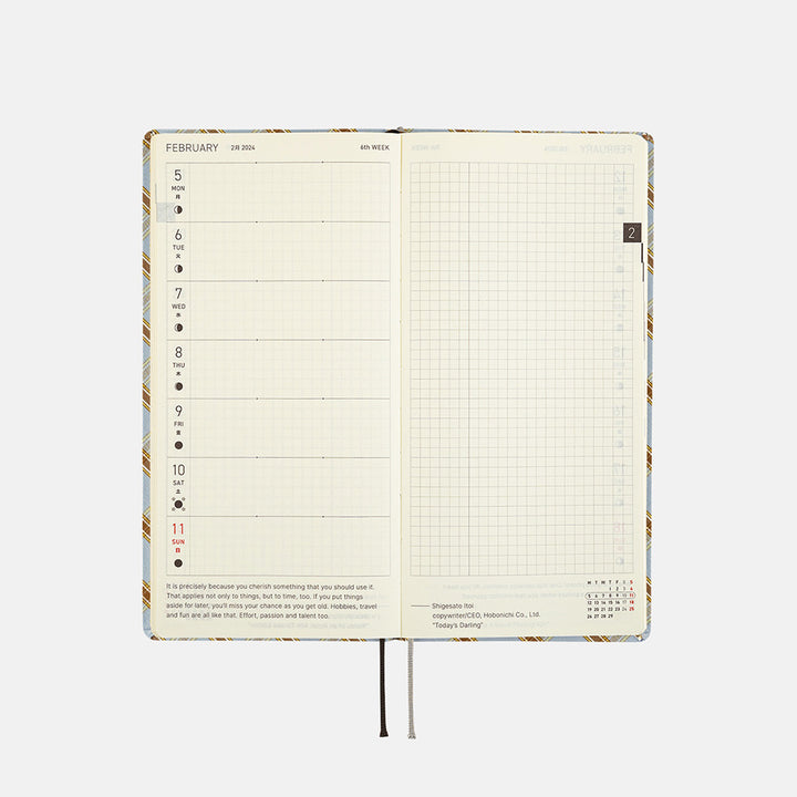 Hobonichi Techo 2024 - Weeks/Wallet Planner Book - Shirt Fabric: Relaxing Plaid (English/Monday Start/January Start)