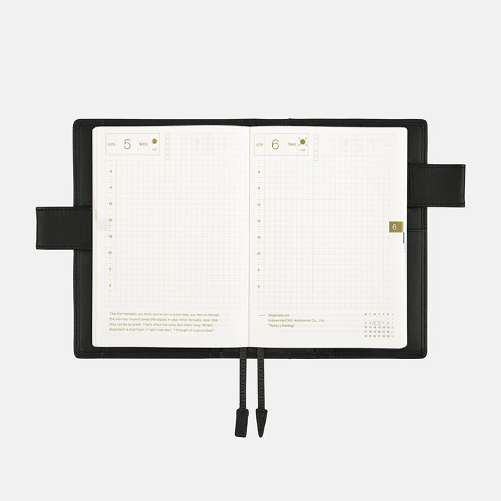 Hobonichi Techo 2024 - A6 Cover Only -  Leather: TS Basic - Black