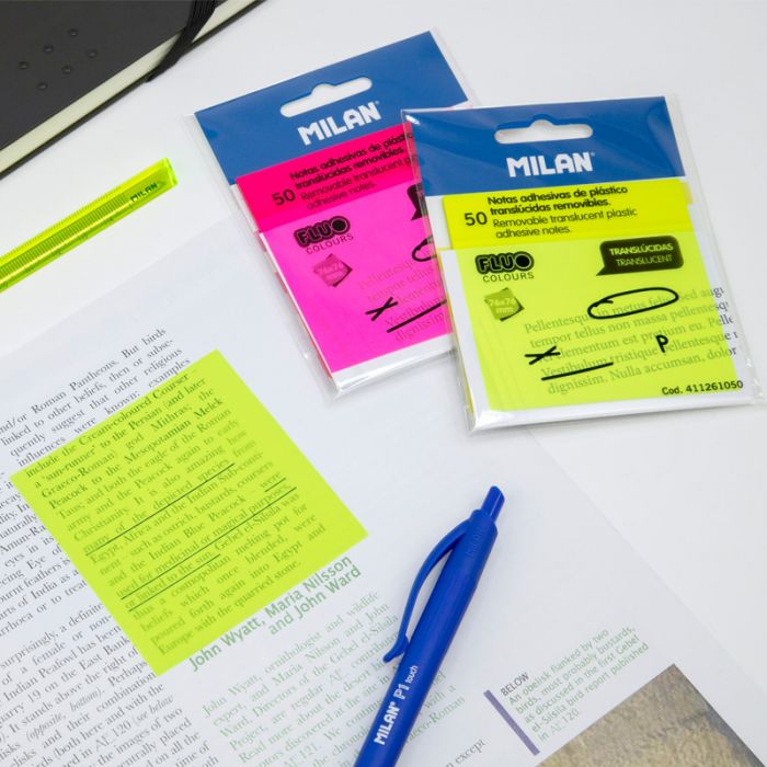 MILAN - 50 Translucent Adhesive Plastic Notes - Yellow - Buchan's Kerrisdale Stationery