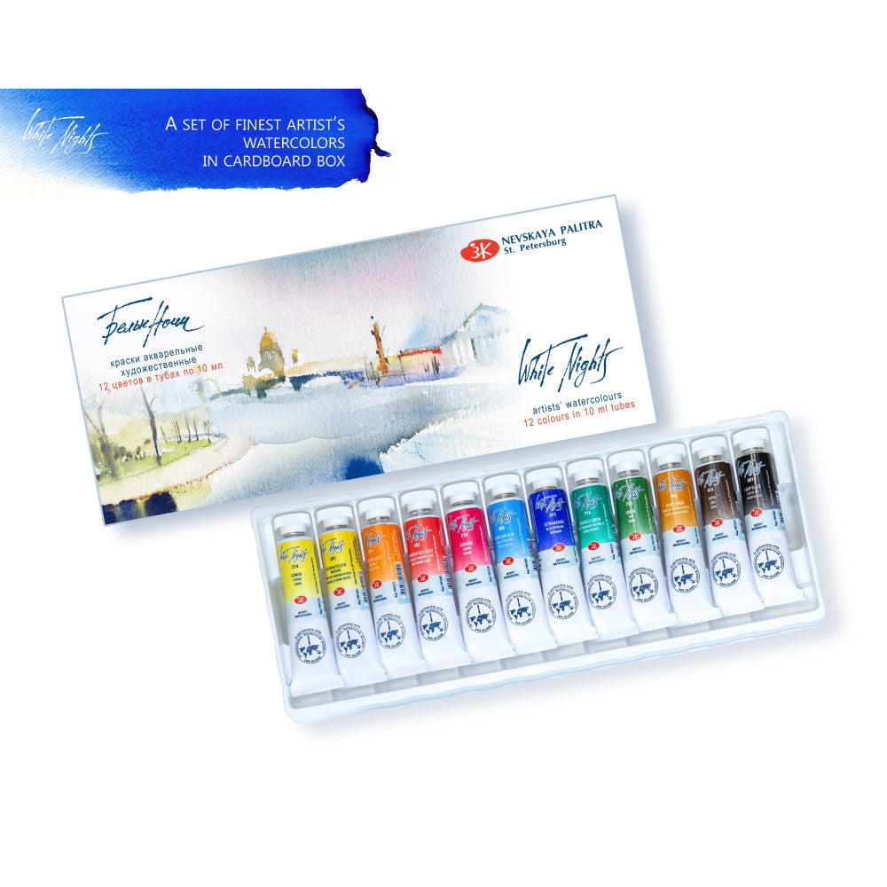 NEVA PALETTE ST. PETERSBURG –  "White Nights" Extra Fine Artists' Watercolors Set - 12 Tubes x 10ml - Buchan's Kerrisdale Stationery