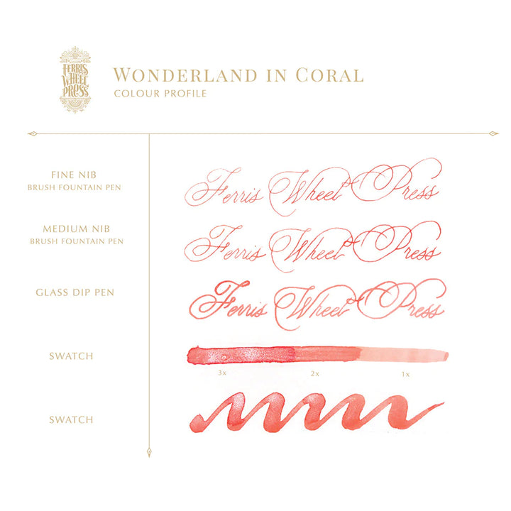 FERRIS WHEEL PRESS – Fountain Pen Ink Glass Bottle 38ml – Wonderland in Coral - Buchan's Kerrisdale Stationery