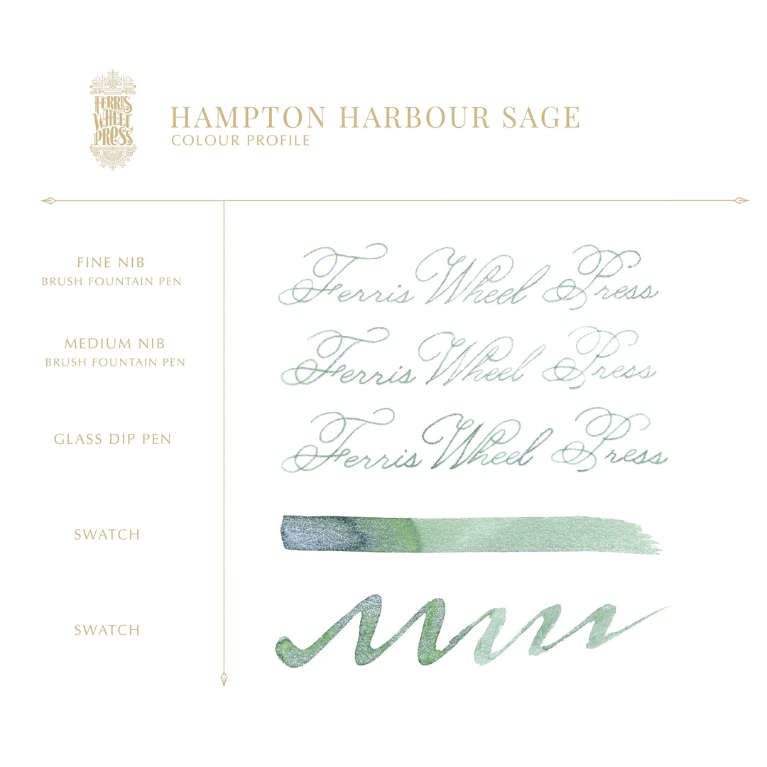 FERRIS WHEEL PRESS – Fountain Pen Ink Glass Bottle 38ml – Hampton Harbour Sage