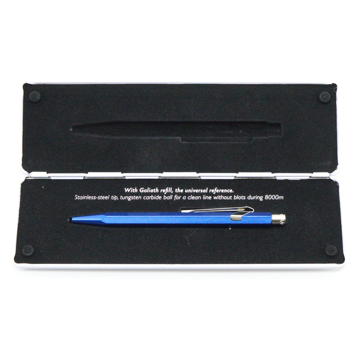 Caran D’ache 849 Ballpoint Pen with Metal Case – Metallic Blue - Buchan's Kerrisdale Stationery