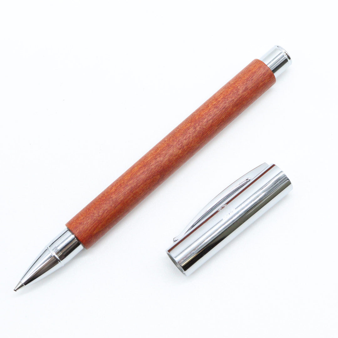 Faber-Castell - Ambition Rollerball Pen with Gift Box Case - Stained Pear Wood with Silver Accents - Buchan's Kerrisdale Stationery