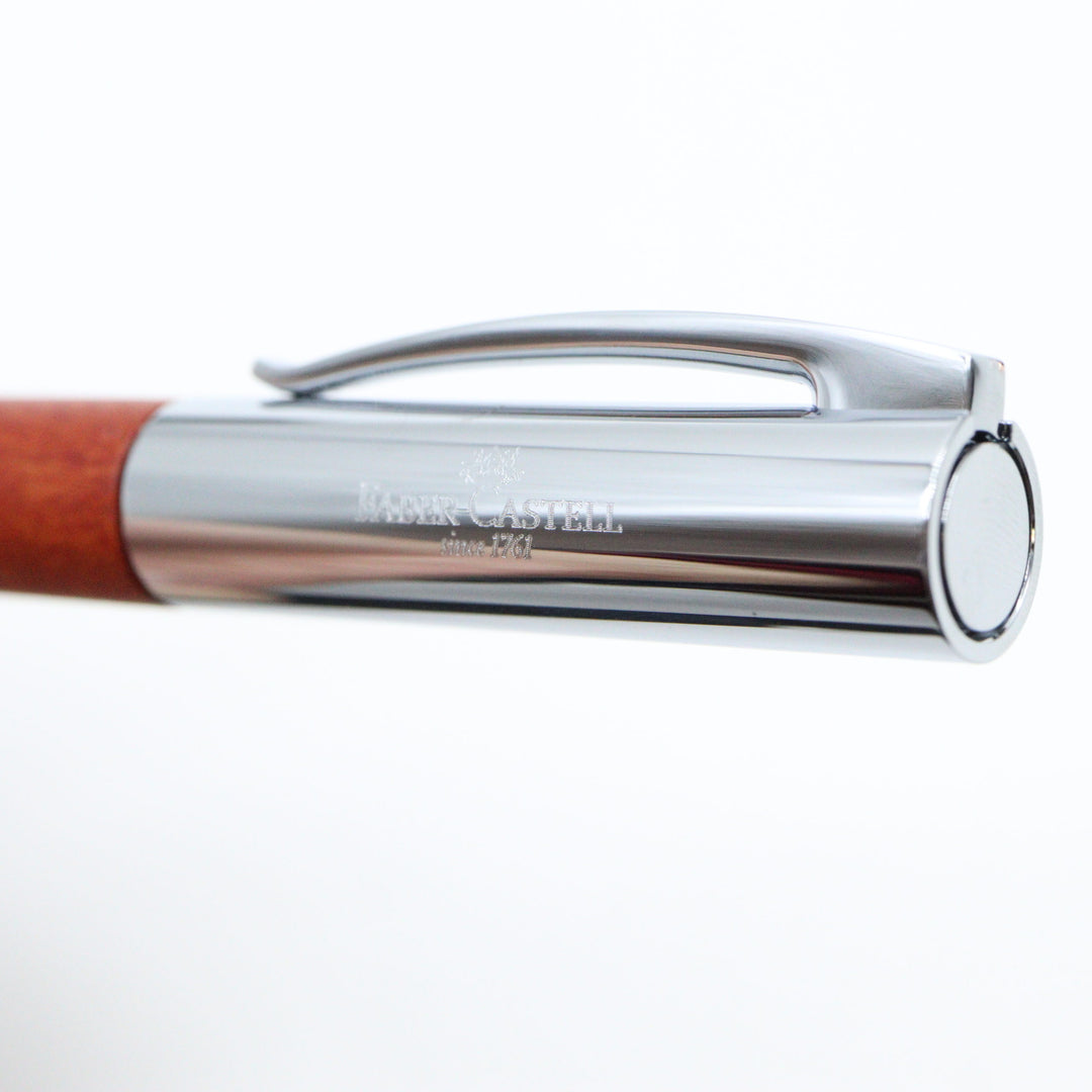 Faber-Castell - Ambition Rollerball Pen with Gift Box Case - Stained Pear Wood with Silver Accents - Buchan's Kerrisdale Stationery