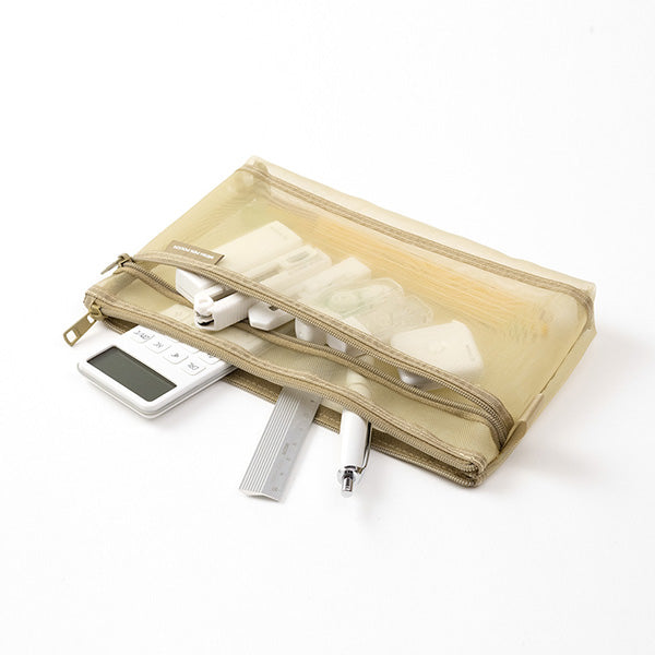 MIDORI - Mesh Pen Pouch - Limited Colour "Pale Beige" - Buchan's Kerrisdale Stationery