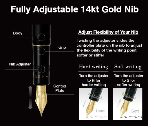 PILOT - Justus 95 Fountain Pen - Black-Gold - Buchan's Kerrisdale Stationery