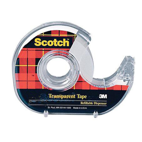 SCOTCH - Transparent Tape with Refillable Dispenser - 12.7mmx32.9m Tape - Buchan's Kerrisdale Stationery