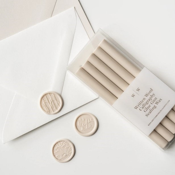 WRITTEN WORD – 5 Glue Gun Sealing Wax Sticks – Beige - Buchan's Kerrisdale Stationery