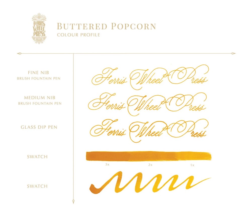 FERRIS WHEEL PRESS - Fountain Pen Ink 38 ml - Gourmet Summer Collection "Buttered Popcorn" - Buchan's Kerrisdale Stationery